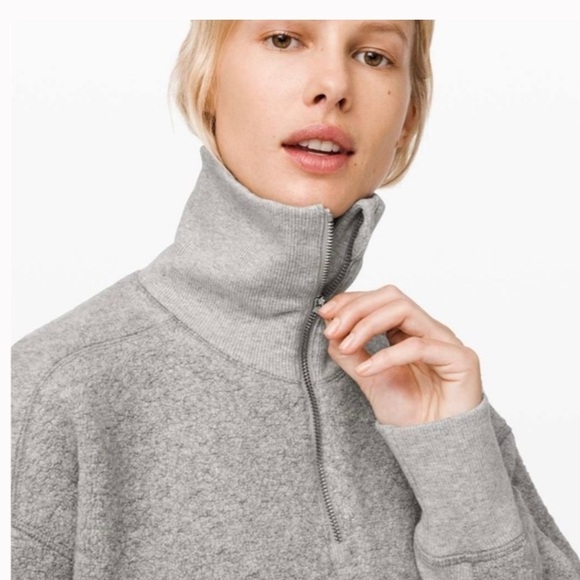 Lululemon Stand Out Sherpa 1/2 Zip Pullover gray Boucle jacket 12 - Picture 3 of 10